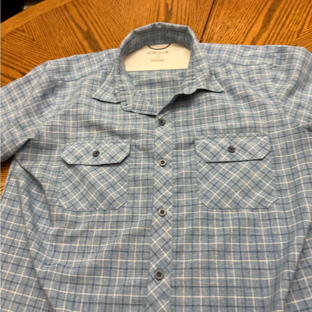 Orvis Blue Plaid Performance Button Down Men's Sh… - image 3